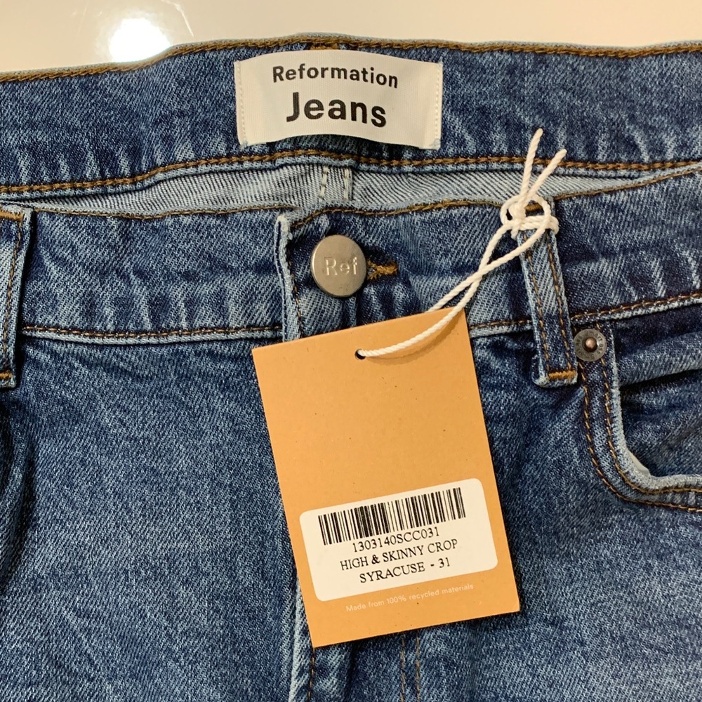 Reformation High & Skinny Crop Jeans Syracuse Wash • Size 31 • NWT - Picture 3 of 10